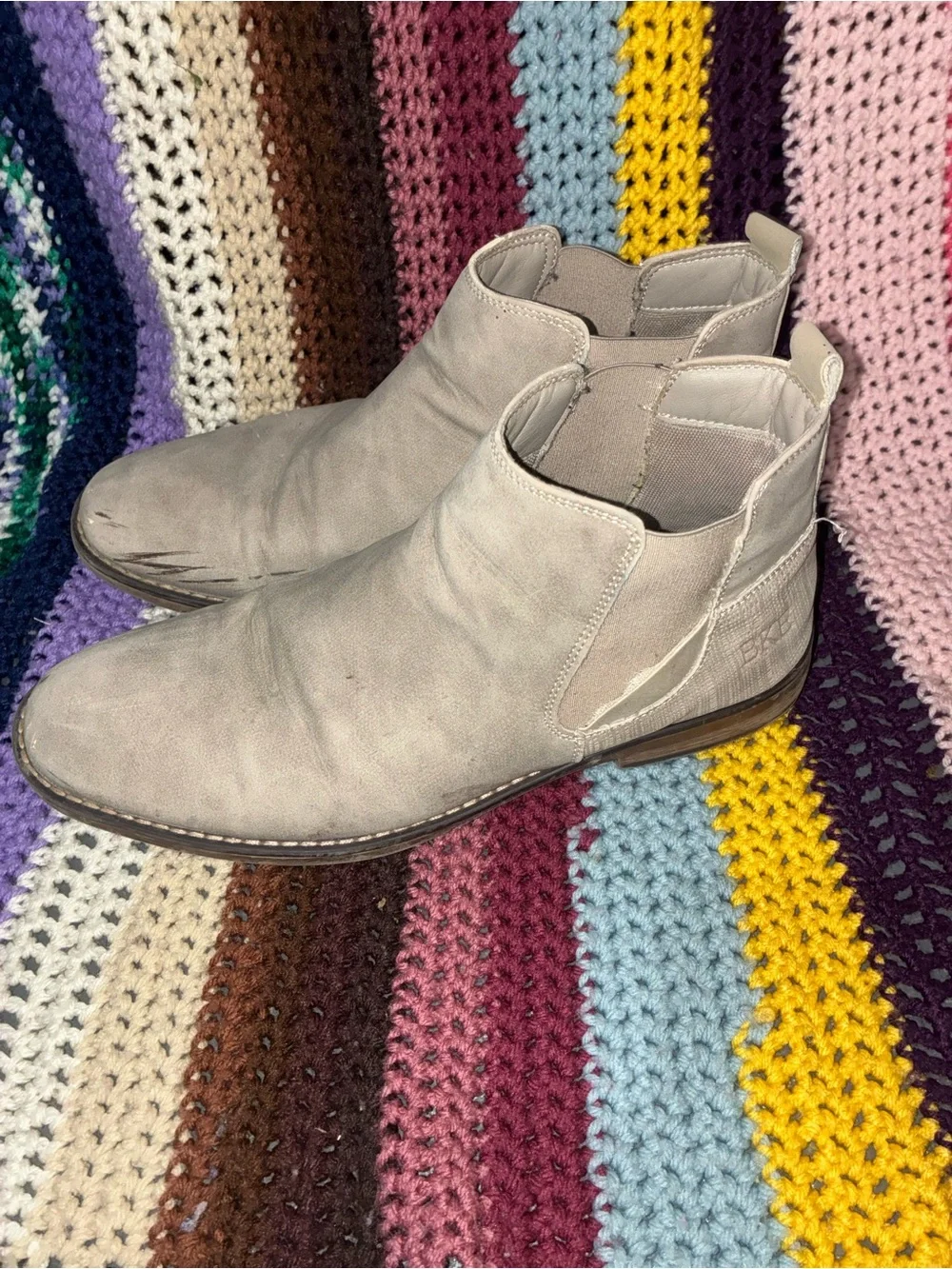 Men's Taupe Leather Suede Chelsea Boots